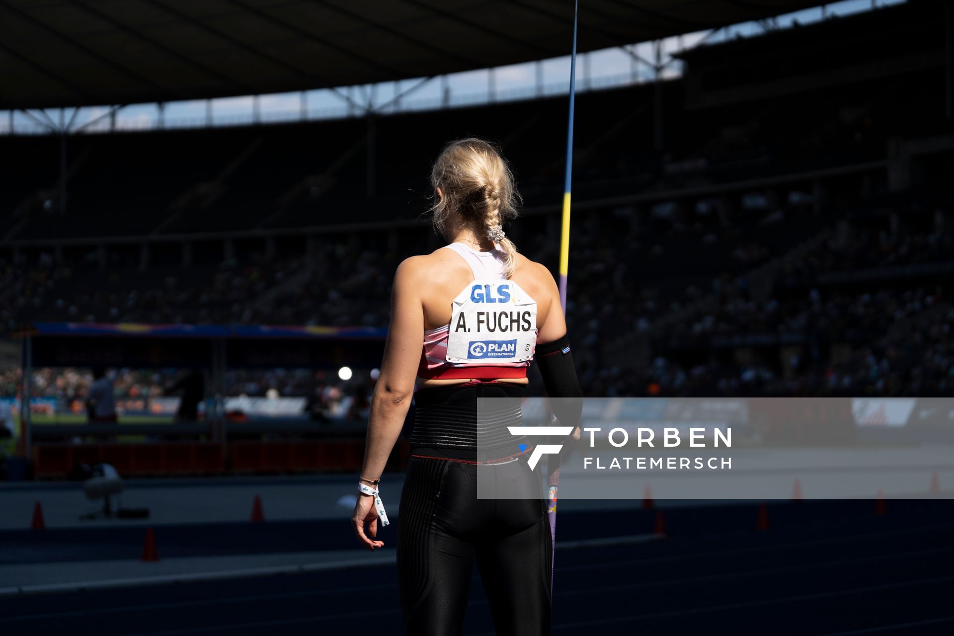 Annika Marie Fuchs (SC Potsdam) im Speerwurf waehrend der deutschen Leichtathletik-Meisterschaften im Olympiastadion am 26.06.2022 in Berlin